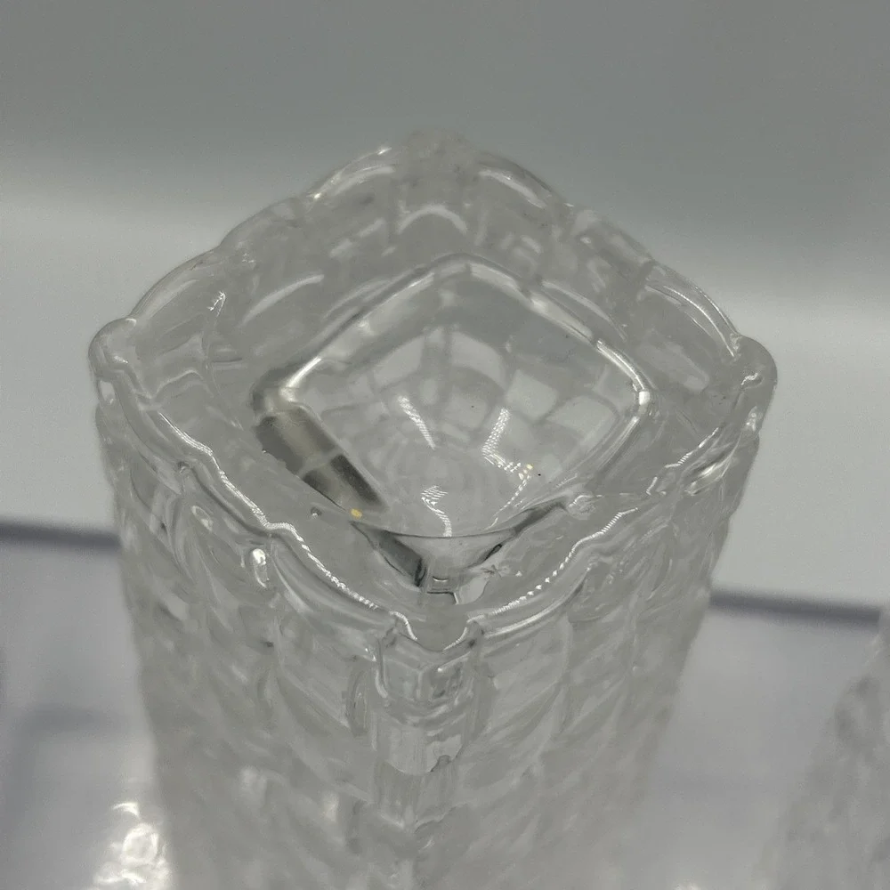 Set Of 2 German Nachtmann Bossa Nova‎ Basketweave Lead Crystal Vase Pair 6